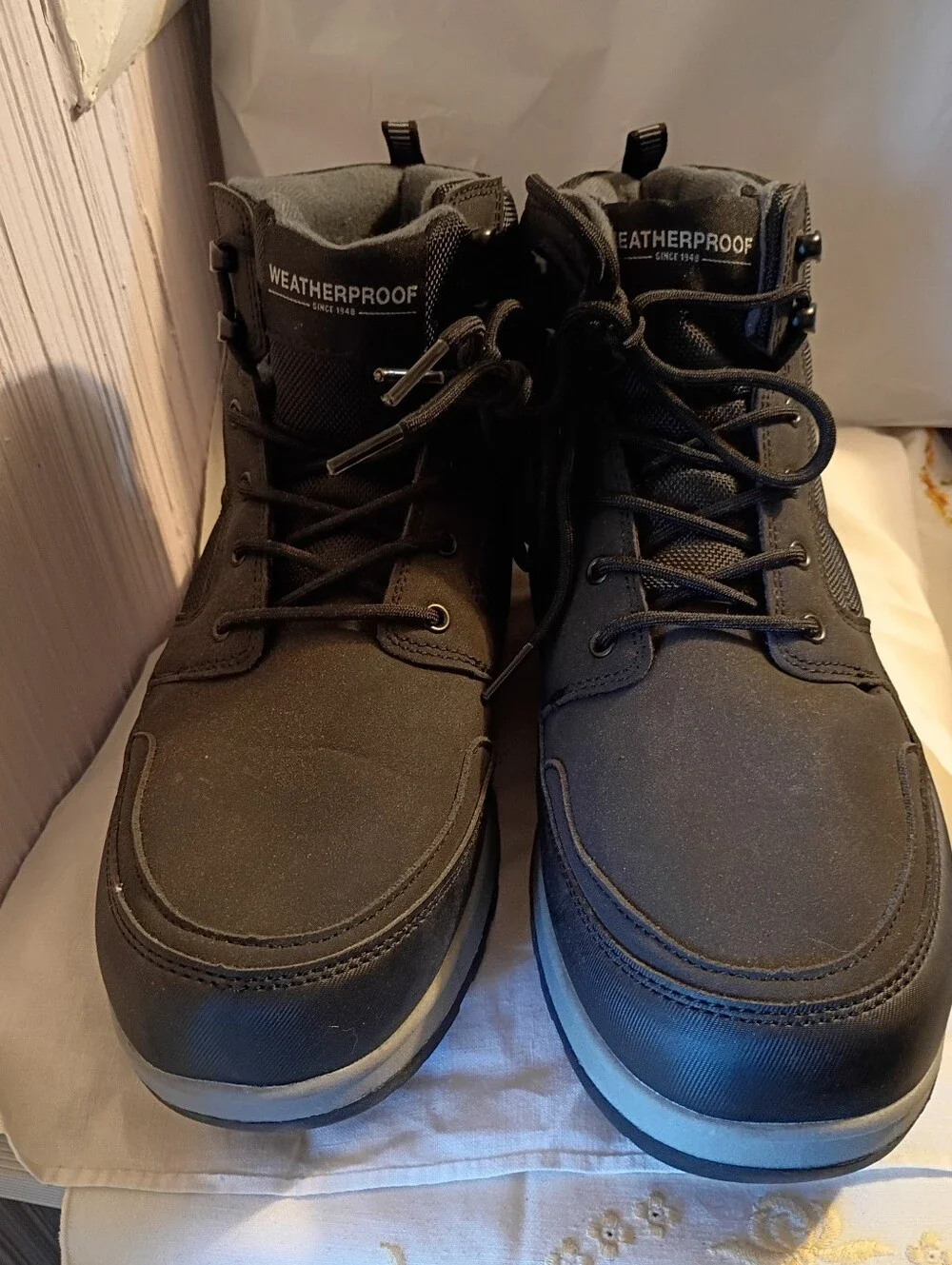 Weatherproof Jenkins Memory Foam Laceup Hiking Boot Black Men's Size 12